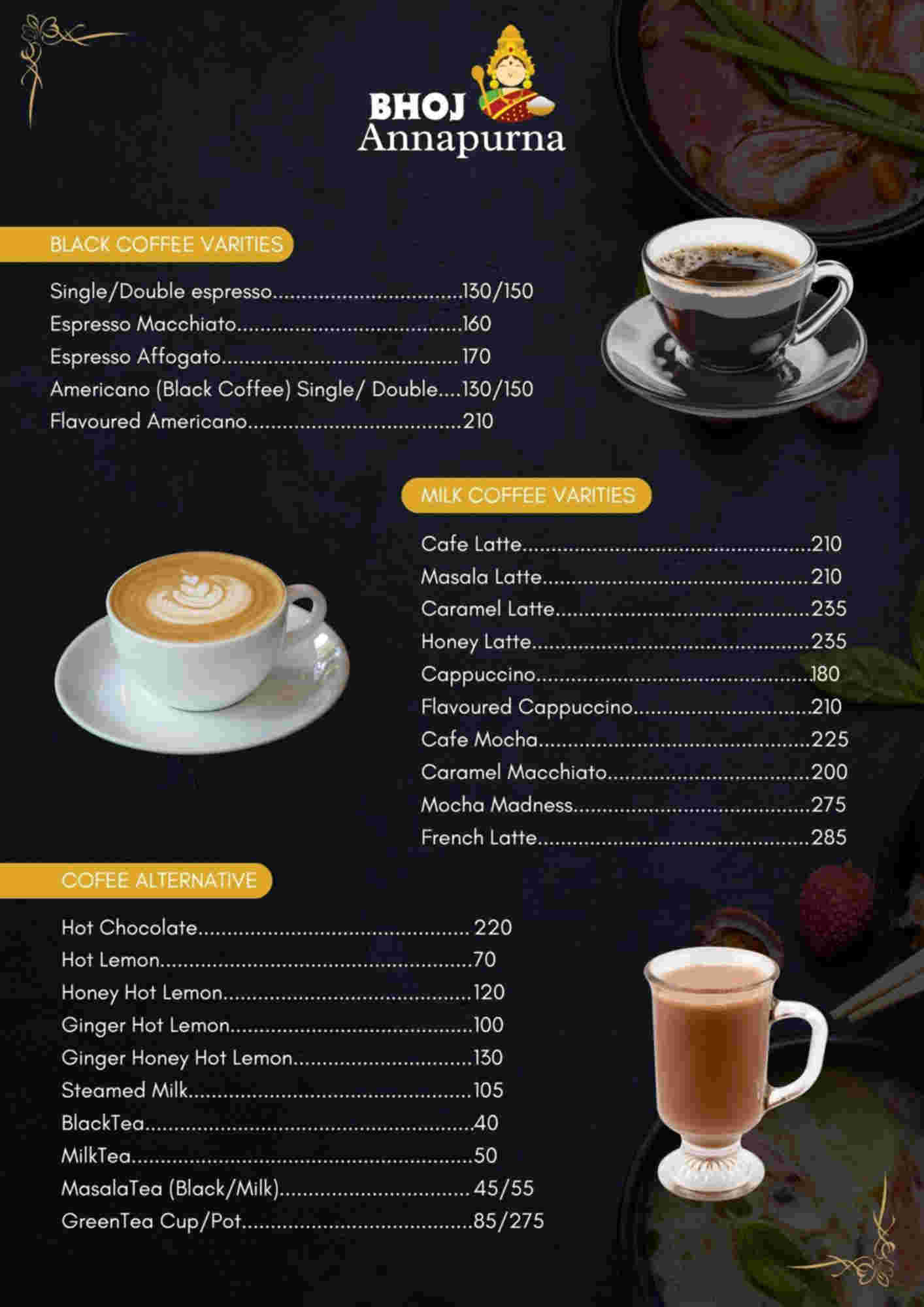 Menu design sample for restaurant
